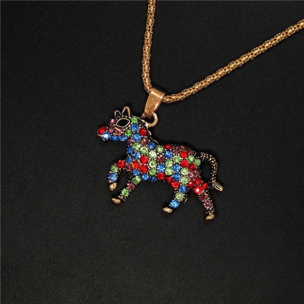 New Horse Pony‎ Crystal Rhinestone Pendant Necklace
